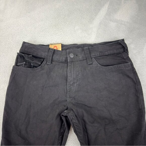 True Religion NWT Men's Size 36x30 Black Denim Relaxes Flared Jeans Zipper Fly - Picture 8 of 10